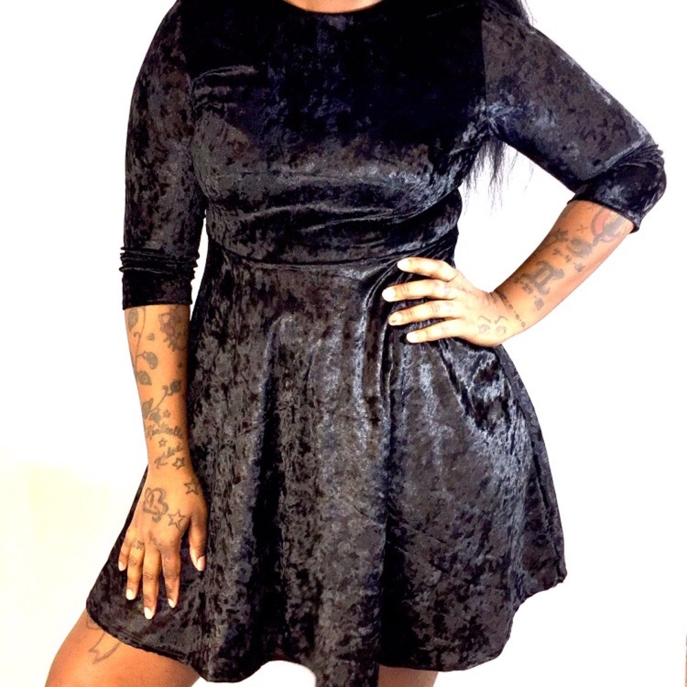 Black velvet skater dress